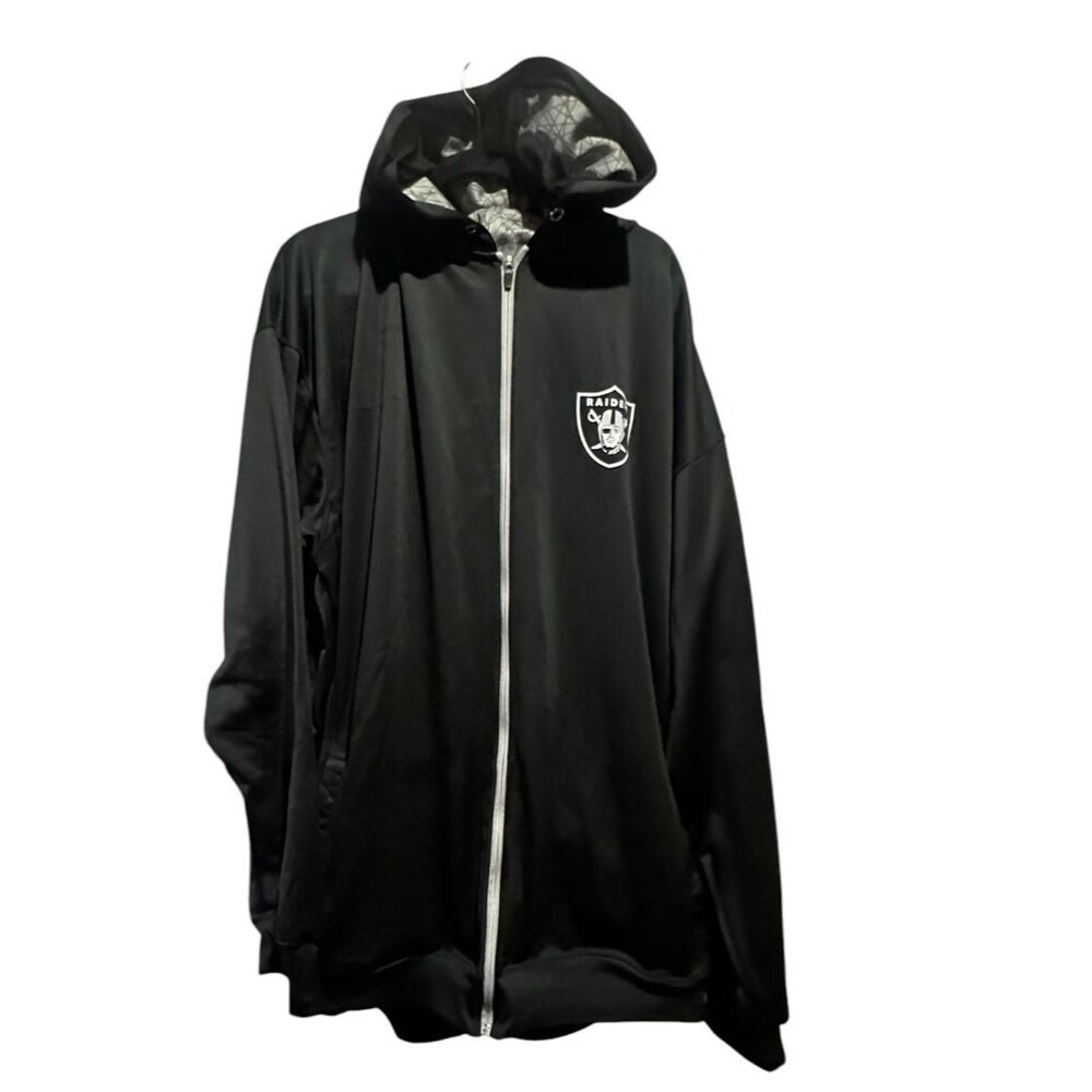 Las Vegas Raiders Full Zip Hoodie Jacket Men’s 4XL Big Tall Black NFL Football